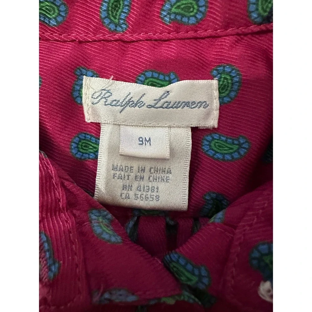 ralph lauren paisley dress with pleats baby girl 9 mos‎